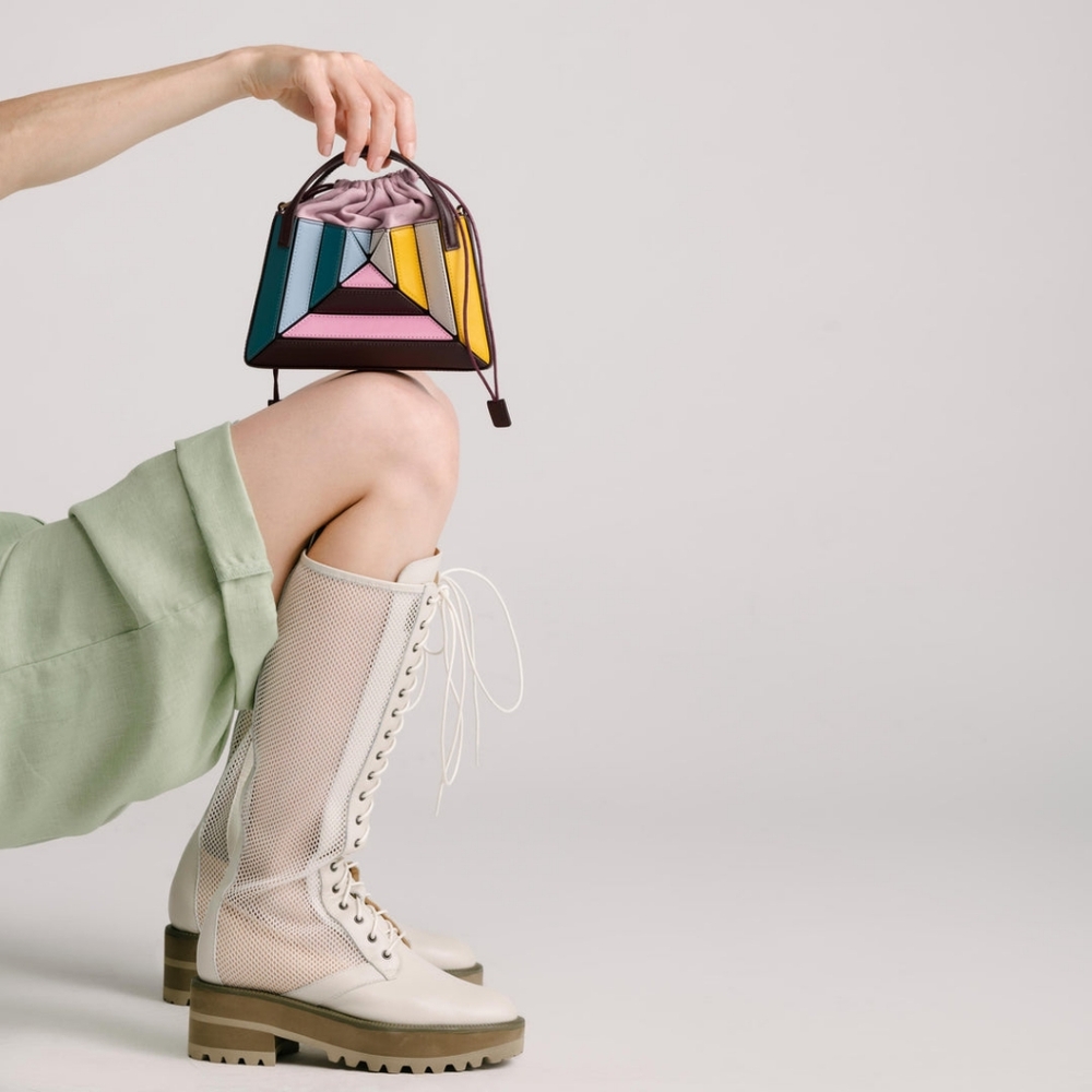 MLOUYE MINI SERA - ST. TROPEZ - Multicolor Geometric Crossbody Bag